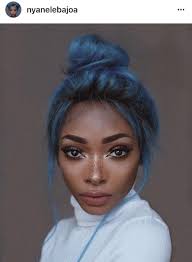 Dark blue hair color looks bold and vibrant against every skin tone. Amelie Lamont On Twitter Black Roots Blue Hair Nyanelebajoa On Instagram