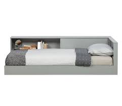 woood connect hoekbed grenen betongrijs single bed bed in corner built in bed