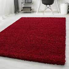 Lass design und gemütlichkeit einzug gewähren in deine wohnung und vervollständige räume mit unseren weichen teppichen in rot. Hochflor Shaggy Teppich Wohnzimmerteppich Einfarbig Langflor Rechteckig Rot Ebay