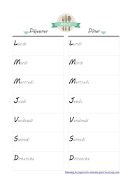 Avec votre planning hebdomadaire, fini les. Planning Repas Hebdomadaire Diner Dejeuner Mode Portrait Fichier Pdf