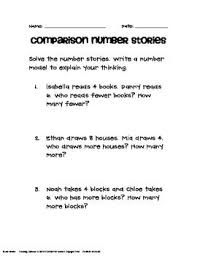 Comparison Subtraction Number Stories Worksheet Freebie Number Stories Solving Word Problems Math Word Problems