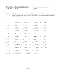Balance each of the following equations. 35 Balancing Equations Practice Worksheet Answer Key Worksheet Resource Plans