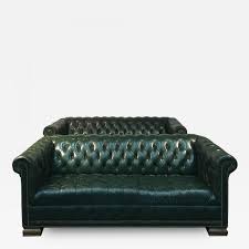 Interest free afterpay & zip pay. Rare Pair Of Vintage Chesterfield Sofas In Hunter Green With Nailhead Detail