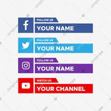 Social Media Lower Third With Facebook Twitter Youtube Logo Collection Social Media Clipart Modern Illustration Png And Vector With Transparent Background Fo Youtube Logo Logo Collection Social Media