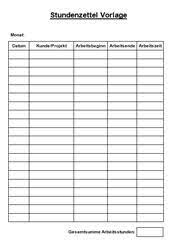 Vorlage zur dokumentation der täglichen arbeitszeit firma: Stundenzettel Vorlage Zeiterfassung Time Tracker Timtimer