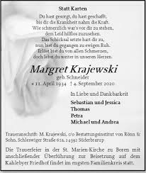 When you follow sebastian krajewski, you'll get access to exclusive messages from the artist and comments from fans. Margret Krajewski Geb Schneider 11 April 1934 04 September 2020 Bestattungsinstitut Von Ronn Sohn