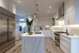 Modern kitchen with island addition and new countertops installed in Northbrook Illinois