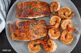 Cajun Salmon And Shrimp With A Homemade Cream Sauce The Ultimate Dinner Recipe For Two Cajun Salmon Shrimp Salmon And Shrimp Dinner Recipes Salmon Recipes