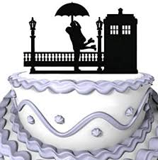 Anniversary cake with beautiful border design pics. Meijiafei Wedding Cake Topper Tardis Rainy Day Hugs Doctor Who For Engagement Anniversary Decoration Amazon De Kuche Haushalt