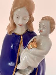 VINTAGE MADONNA and JESUS, Bavaria Porcelain Candle Holder