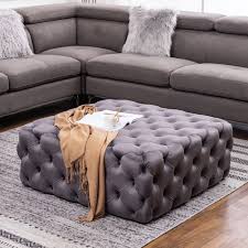 These stunning cowhide coffee table ottomans with a custom made, powder coated base have. Large Grey Chesterfield Style Deep Buttoned Footstool Coffee Table Ottoman Uk Ebay