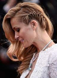 Braided Hairstyles Plaits Braided Hair Side Swept Hairstyle With Side Braid Hair Styles Evening Hairstyles Celebrity Beauty