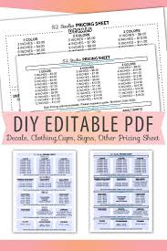 editable pdf pricing sheet letter size form blank custom