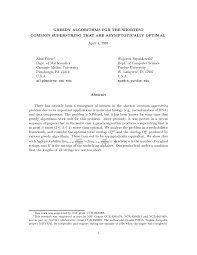 PDF) Greedy Algorithms for the Shortest Common Superstring That Are  Asymptotically Optimal