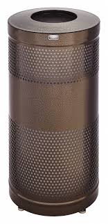 Designed by david quan for umbra, skinny takes an the first was simplehuman countertop trash can, brushed stainless steel, 1.5 l / 0.40 gal and i found. Rubbermaid Commercial Products 25 Gal Round Trash Can Metal Bronze 43wy81 Fgs3ethbzpl Grainger