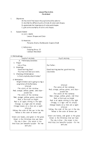 Detailed Lesson Plan In Arts For Primary Level
