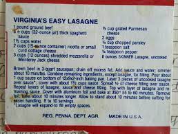 Virginia S Easy Lasagna From The Skinner S Lasagna Noodle Box Easy Lasagna Easy Lasagna Recipe Skinner Lasagna Recipe