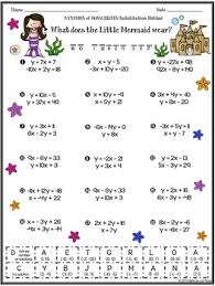View, download and print systems of equations: Solving Systems Of Equations Using The Substitution Method Practice Riddle