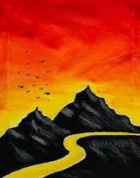 Learn how to draw a mountain easy and step by step. Mountain Sunset Me Oil Pastels On Canvas 2020 Drawing