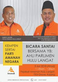 He gain 64,127 votes in the last 2013 elections, which the number is about 57% of the total votes and makes him win hulu langat seat. Jom Orang Hulu Langat Jumpa Ahli Amanah Hulu Langat Facebook