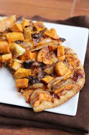 Sweet Potato Caramelized Onion Bbq Cheddar Pizza Insanely Good I Used Store Bought Naan As My Crust Sweet Potato Bbq Delicious Healthy Recipes Recipes