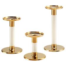 Glittrig Candlestick Set Of 3 Ivory Gold Ikea In 2020 Ikea Candles Candle Holders Candlesticks
