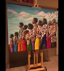 My newest piece called "Bonded In Sisterhood" An original 24x30 Acrylic  mixed media piece