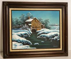 Artistic Interiors Winter During The Countryside Oil Painting Signed By Artist Kraska Vintazhnye Pejzazh Kartiny Maslom