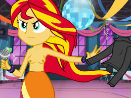 900084 - questionable, edit, edited screencap, screencap, sunset shimmer,  equestria girls, g4, my little pony equestria girls: rainbow rocks, belly  button, breasts, casual nudity, clothes, female, indoors, jacket,  microphone, nipples, nude edit,