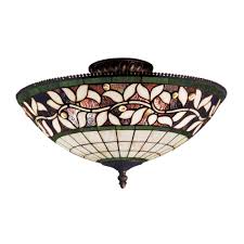 Titan Lighting English Ivy 3 Light Tiffany Bronze Ceiling Semi Flush Mount Light Tn 10549 The Home Depot