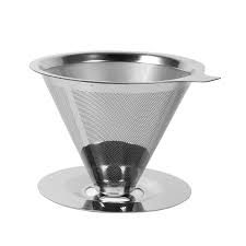 This stainless steel strainer is 10.25 in diameter, and features a double mesh basket with a wooden handle. Stainless Steel Coffee Filter Cone Tea Coffee Dripper Coffee Mesh Strainer Funnel Cooking Dining Mfb Afg Permanent Filters