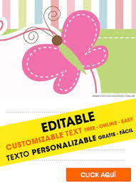 Invitación para fiesta de cumpleaños primaveral. 6 Invitaciones De Mariposas Gratis Free Para Editar Personalizar E Imprimir Invitaciones Editables Gratis