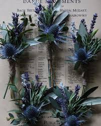 Thistle Lavender Rosemary Olive Eucalyptus Thistle Wedding Flowers Winter Wedding Bouquet Thistle Wedding