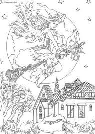 Horror Scenes Witch Witch Coloring Pages Halloween Coloring Pages Halloween Coloring Book