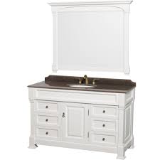 The bathroom vanities are stored in warehouses in miami, florida and are ready to be shipped. Wyndham Wcvtras55swhibunom50 Andover 55 Single Bathroom Vanity In White Imperial Brown Granite Countertop Undermount Oval Sink 50 Mirror
