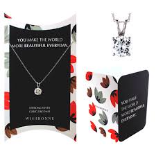 This free tutorial on how to make necklace cards is very useful for necklace and earring jewelry display. Perfect Gift For Anyone Solitaire Pendant Necklace Message Card Included Under 30 For Her Wishbonne