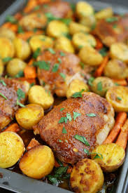 Garlic Ranch Roasted Chicken And Veggies Recipe Oven Baked Chicken Thighs Chicken Thigh Recipes Baked Oven Roasted Chicken Thighs
