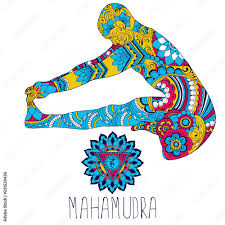 Just roll up your mat and practice your favourite poses with a smile in your heart. Mahamudra A Pose In Yoga That Opens The Vishuddha Chakra Silhouette In Indian Mehndi Style Stock Vector Adobe Stock