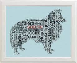 Sheltie Typographic Art Print Typographic Art Print Sheltie City Dog