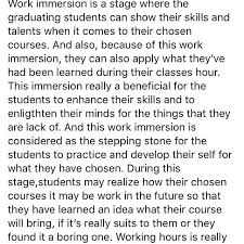 Application letter for work immersion brainly. Work Immersion Reflection