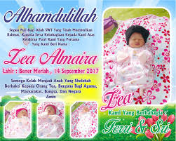 Saat momen kelahiran bayi misalnya kita bisa memberi ucapan selamat kelahiran secara lisan maupun melalui contoh kartu ucapan aqiqah berwarna versi ms word ciput ninja. Banner Kelahiran Bayi Cdr