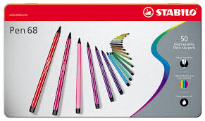 Stabilo Pen 68 Fibre Tip Pen Assorted Colours Tin Of 50