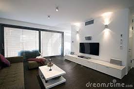 Home Theater Minimalistic Interior Design With Flat Plasma Tv On A White Wall Hometheatertips Home Home Theater Seating Home Theater Design