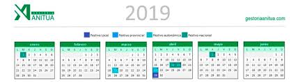 Calendario laboral bizkaia 2021 para imprimir. Calendario Laboral 2019 Vitoria Gasteiz Gestoria Anitua