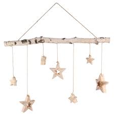 Annastore Birken Zweig Mit 7 Hängenden Sternen Weihnachtsdeko Dekozweig