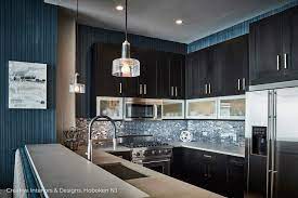 Beadboard is a row of narrow wood light green beadboard backsplash echoes with floral print blinds. Modern Kitchen Remodel Ideas Creative Interiors Designs Hoboken Nj