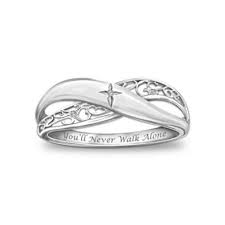Bradford Exchange You Ll Never Walk Alone Sterling Silver Diamond Rings Silver Diamond Ring Silver Diamonds
