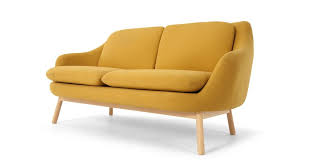 Oslo 2 Seater Sofa Yolk Yellow With Oak Legs Canape 2 Places Canape 3 Places Canape