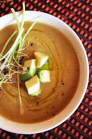 Spicy Sweet Potato And Leek Soup Aninas Recipes Recipe Spicy Sweet Potato Soup Delicious Soup Harvest Recipes