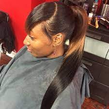 20 Great Ponytails With Bangs Inspiration Ideas Sleek Ponytail Hairstyles Side Ponytail Hairstyles Sleek Ponytail